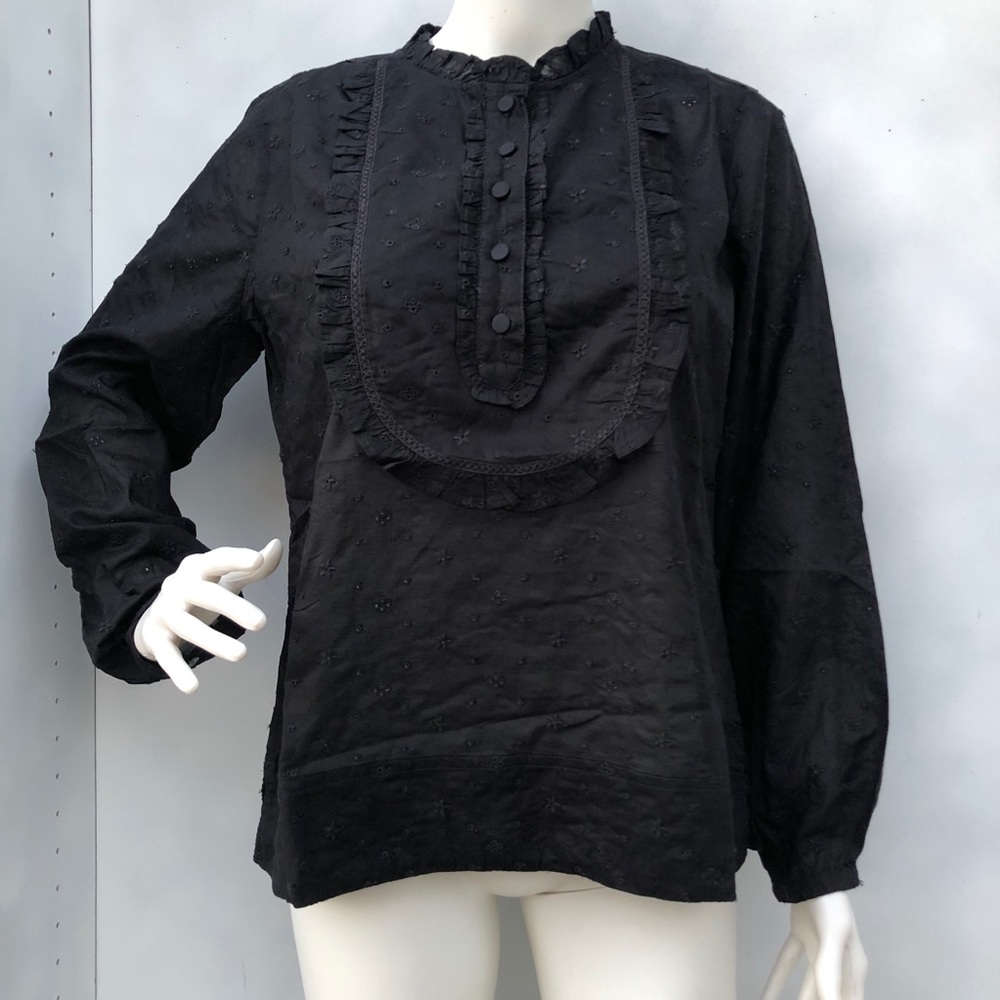 J. Crew Long-Sleeve Ruffle Shirt Floral Eyelet S